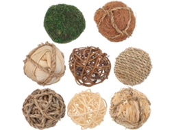 Conjunto 8 Bolas Decorativas Esféricas Naturais Rattan Trançado Perfeitas Vasos Rústicos Arranjos Decoração GOKOCO