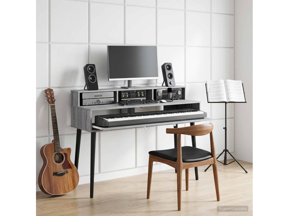 Vidaxl Mesa De Estúdio Sonoma Cinzento 152 X 42,5 X 36 Cm