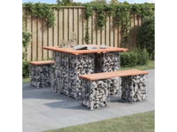 Vidaxl Mesa De Jardim Com Design De Gabião 100x102x72 Cm, Madeira Maciça Douglas
