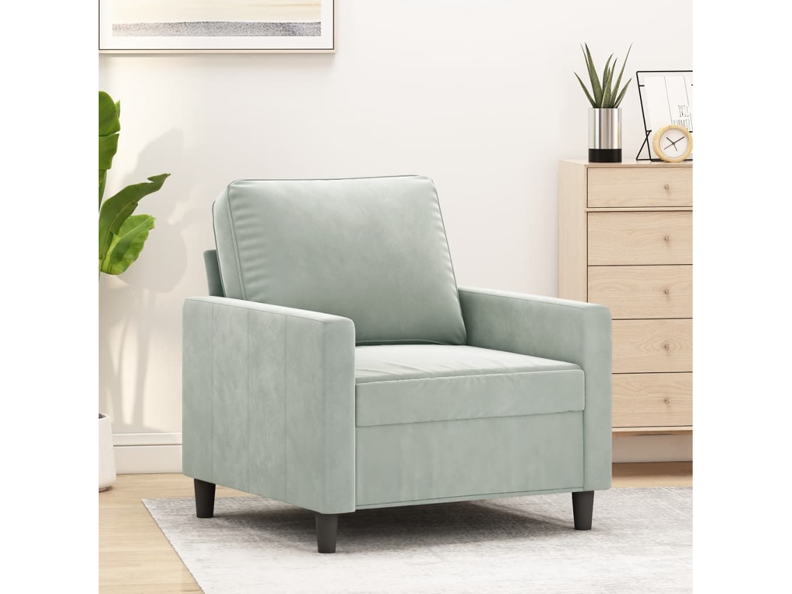 Vidaxl Poltrona 60 Cm Veludo Cinzento-claro