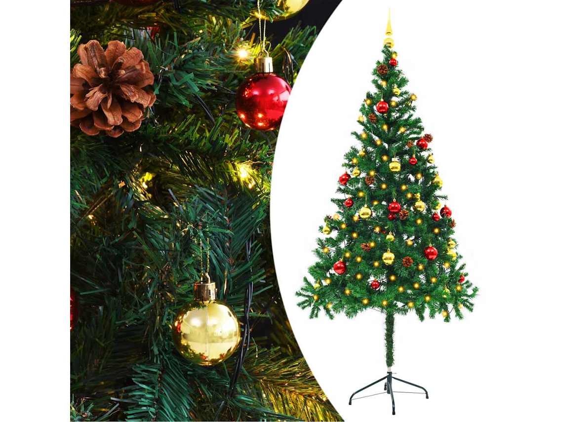 Vidaxl Árvore De Natal Artificial Pré-iluminada + Enfeites 180cm Verde