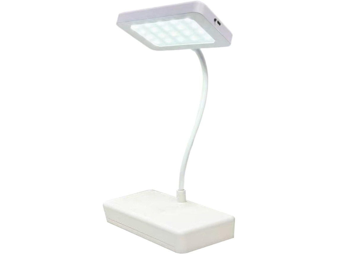 Luminária de mesa, resistente, portátil e decorativa para ambientes internos.