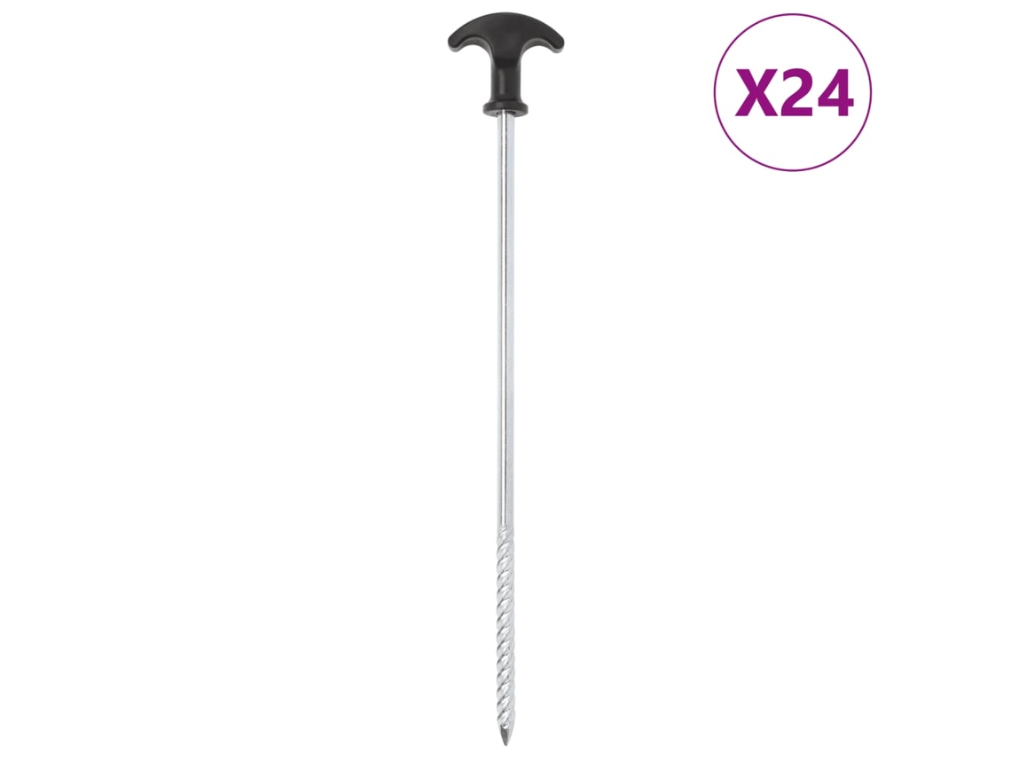 Vidaxl Estacas Para Tenda 24 Pcs 30 Cm Ø7 Mm Aço Galvanizado