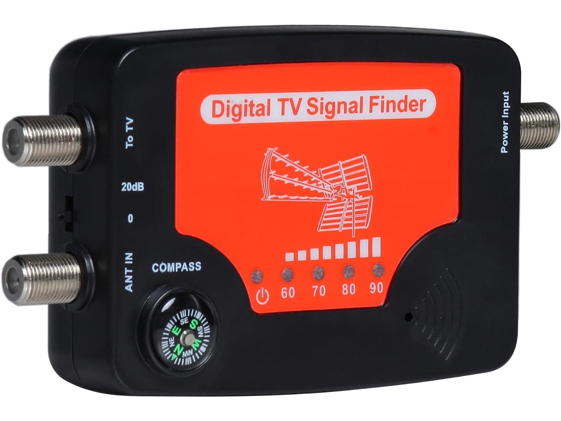 Medidor de intensidade de sinal de antena de TV portátil com visor LED,