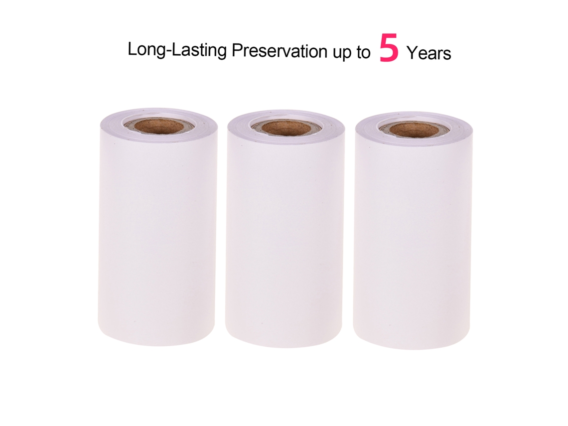 Rollos De Papel Térmico Adhesivo Blanco Poooli 57*30mm 5 Años Resistente Sin Bpa 3 Rolls Compatible Con Impresoras Térmicas Poooli
