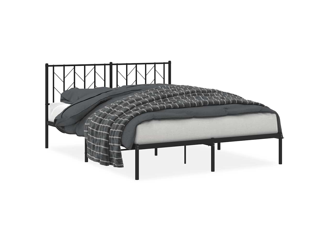 Estrutura de cama em metal com cabeceira VIDAXL preto (150x200cm)
