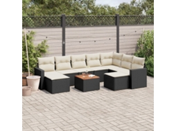 Vidaxl 10 Pcs Conjunto Sofás De Jardim C/ Almofadões Vime Pe Preto