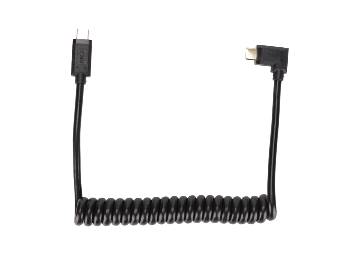 Cabo USB-C a USB-C, carga rápida 3A, 10 Gbps, 4K 60Hz, mola helicoidal, 1,2 m, bocal curvo S/MARCA