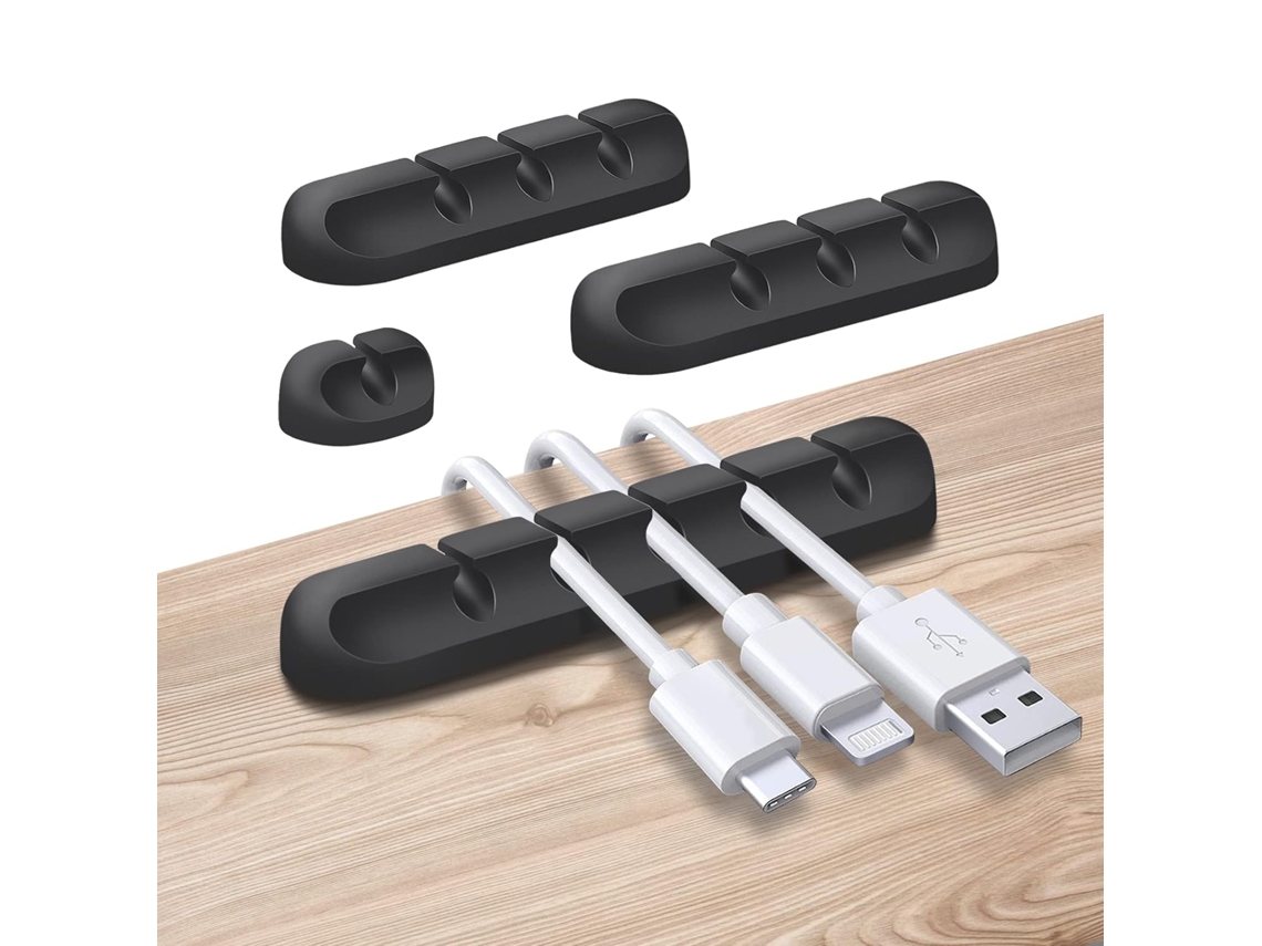 4 Clipes Organizador Cabos Silicone Adesivo Tamanhos Variados, para Usb/carregamento ZYBLSSBB