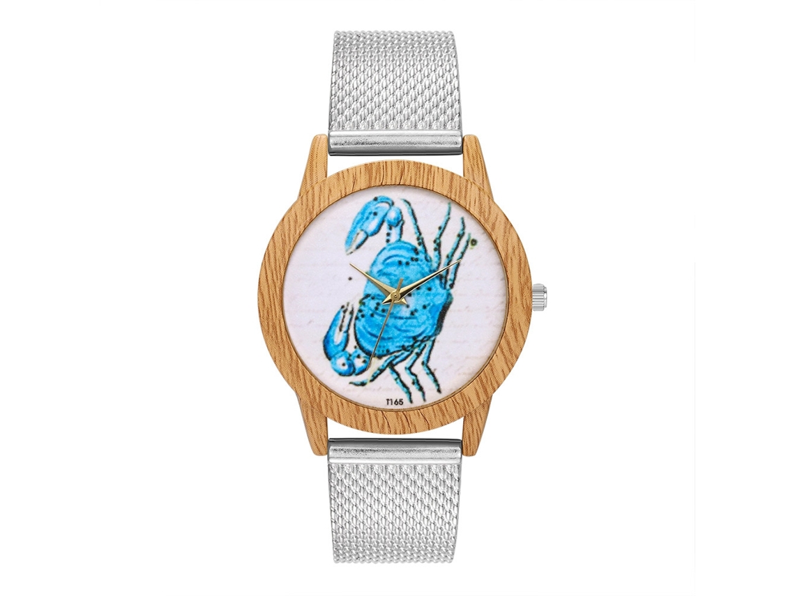 Reloj De Pulsera Unisex Con Correa De Malla Patrón Cangrejo De Cuarzo Zhoulianfa (plata)