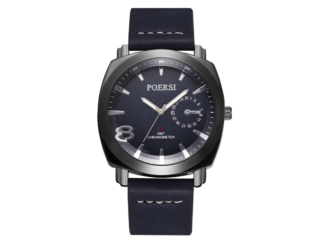 Reloj De Negocios Masculino De Moda Con Correa De Pu Reloj Casual Simple Azul