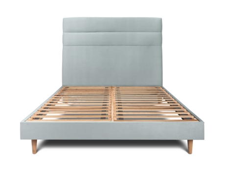 Cama com Cabeceira Linha SOMMEIL_DE_PLOMB Tecido Veludo Cinzento (200x200cm)