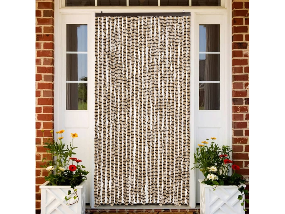 Vidaxl Cortina Anti-insetos 100x230 Cm Chenille Bege E Castanho