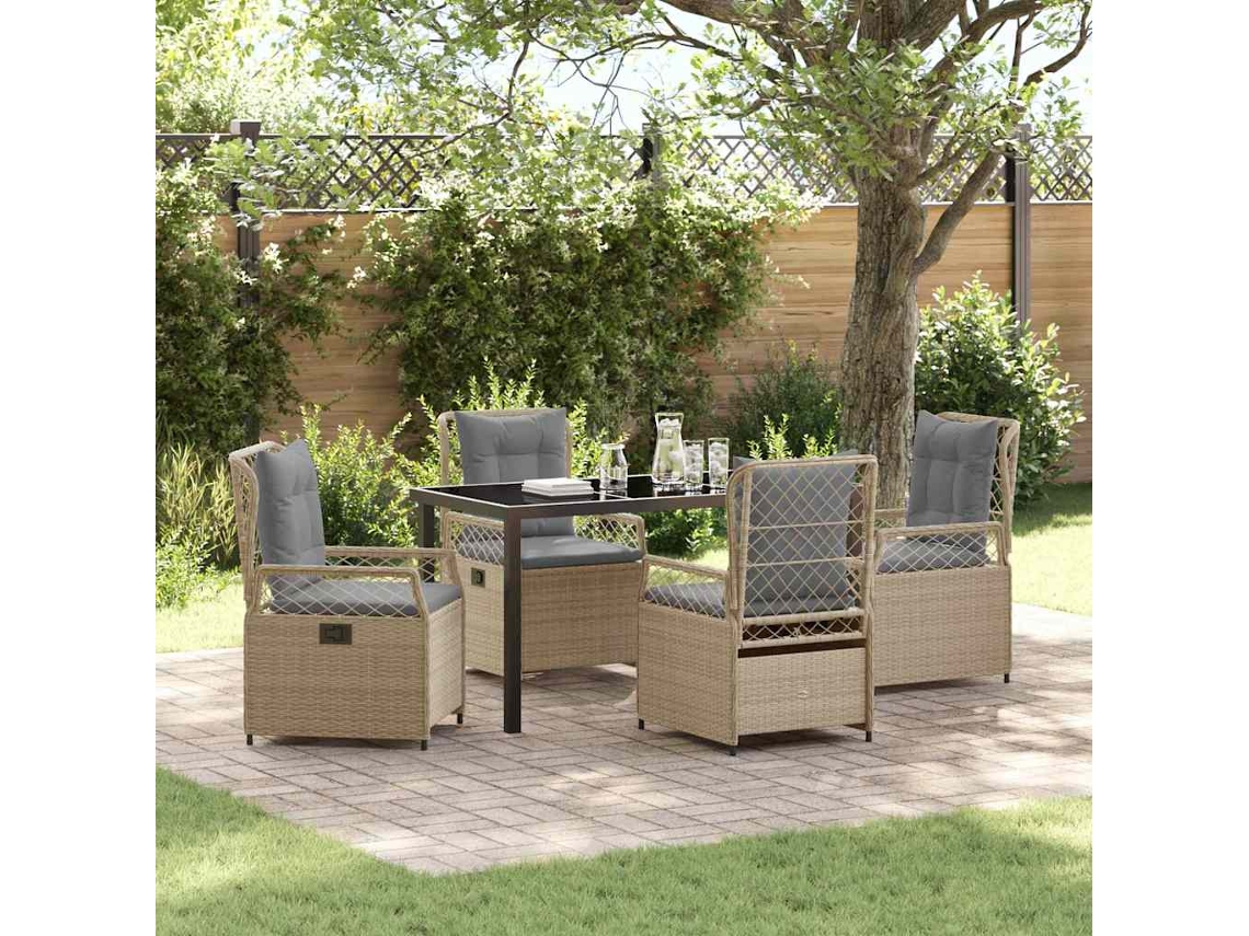 Vidaxl Conjunto De Jantar Para Jardim 5 Unid. Bege E Cinza Claro