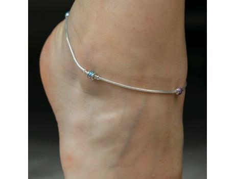 Pulseira de Tornozelo THE COLOURFUL AURA Sterling Silver Enamel Minimalistic Summer Indie Boho Silver Payal Indian
