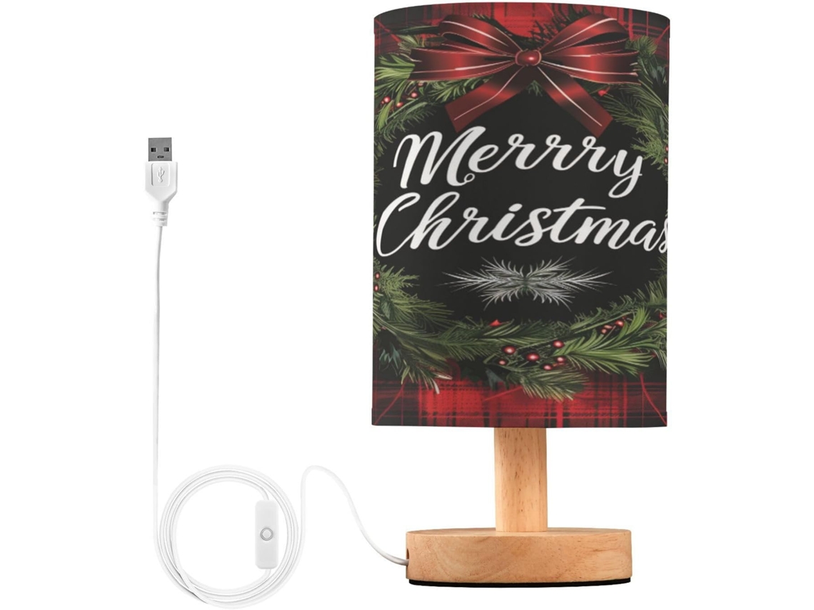 Abajur De Natal Mnsruu Para Quarto, Sala De Estar, Guirlanda Natalina, Luminária De Cabeceira Vermelha Com Estampa E