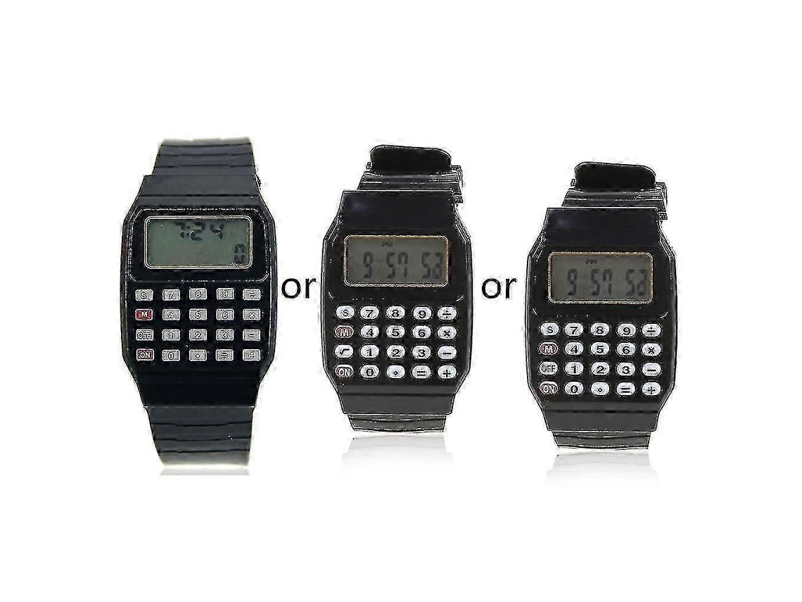 Relógio Infantil Elegante De Silicone Com Calculadora Eletrônica Multifuncional E Data, Preto.
