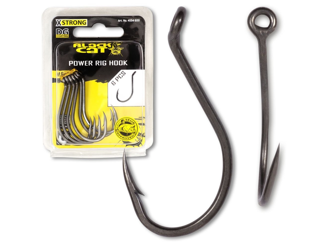 Conjunto de 6 Ganchos BLACK CAT Power Rig Hook Dg Dg Coating