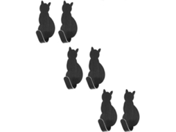 Conjunto de 6 Ganchos Parede em Formato Gato, Ganchos Autoadesivos para Roupas, Ganchos de Aço Inoxidável para Toalhas BRILVIBERA