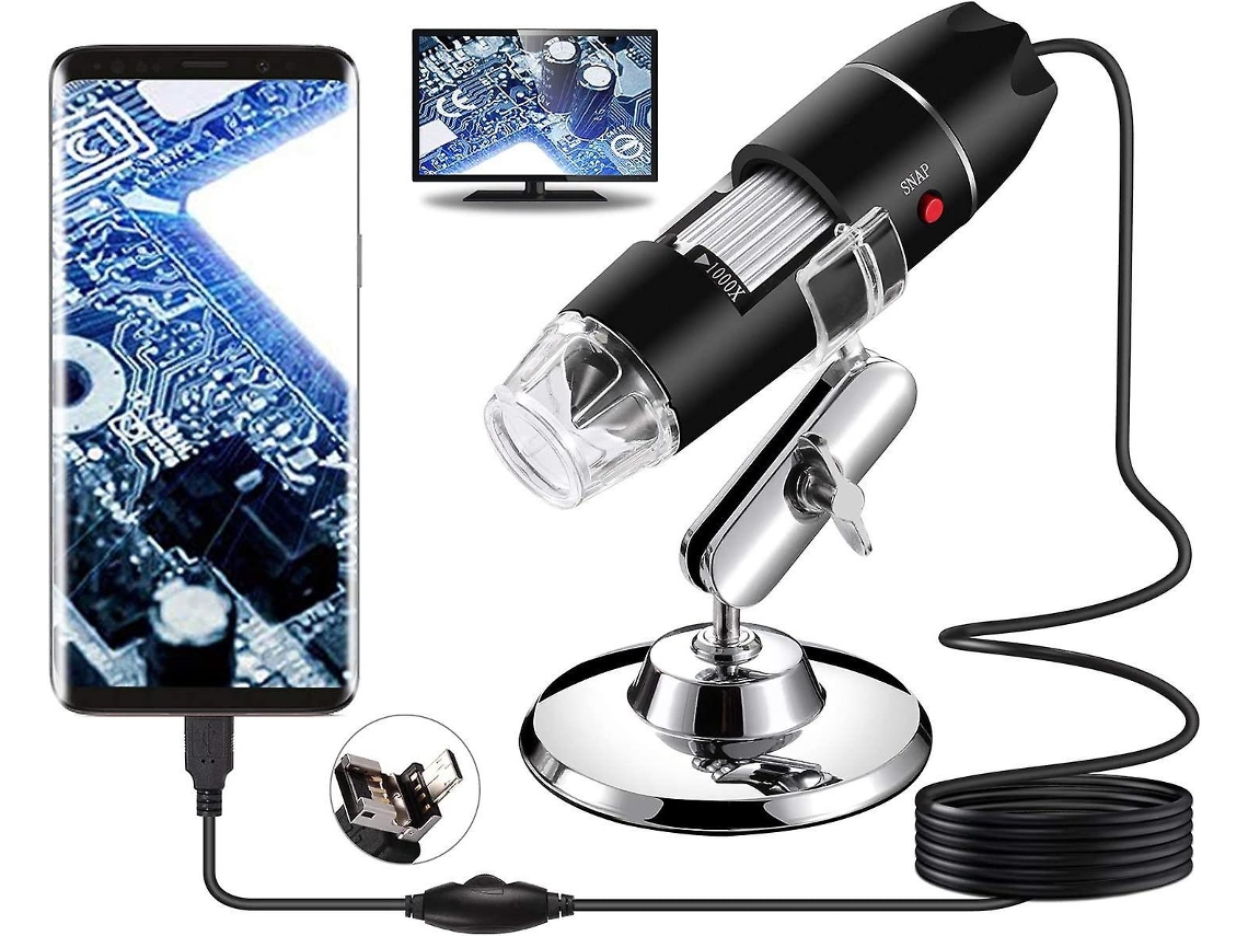 Microscópio Usb Com Câmera Digital De 40x A 1000x Com Suporte De Metal Compatível Com Android, Windows, Linux E Mac, Portátil Para Crianças Brilvibera