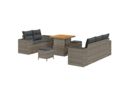 Conjunto 8 Sofá De Jardim Vidaxl Cinzento Vime Pe (221 X 62 X 85 Cm)