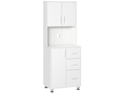 Aparador alto de cozinha ZENCORE SERVICES com 3 portas, 3 gavetas, bancada, 60x40x160cm, branco
