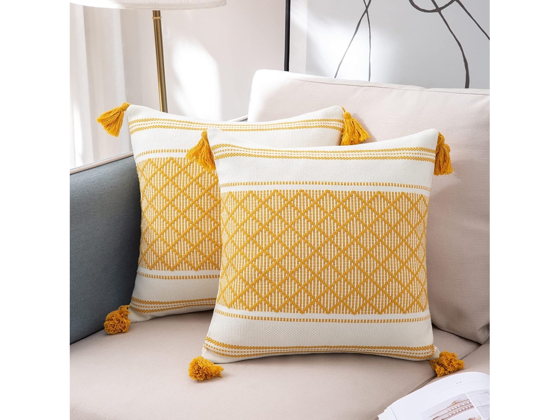 /pacote Com 2 Capas De Almofada Decorativas Em Padrão Jacquard De Algodão/