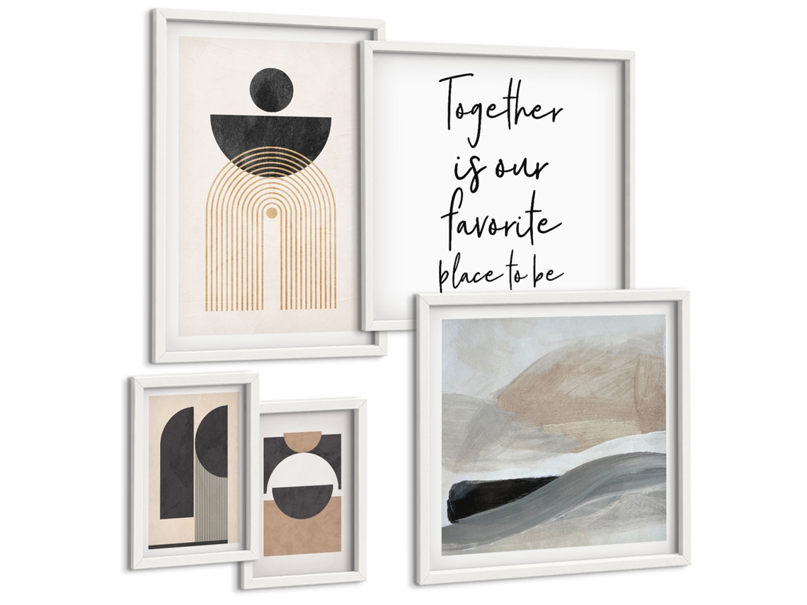 Conjunto De Pinturas Formas Abstratas Da Natureza Espelharte (5 Peças)