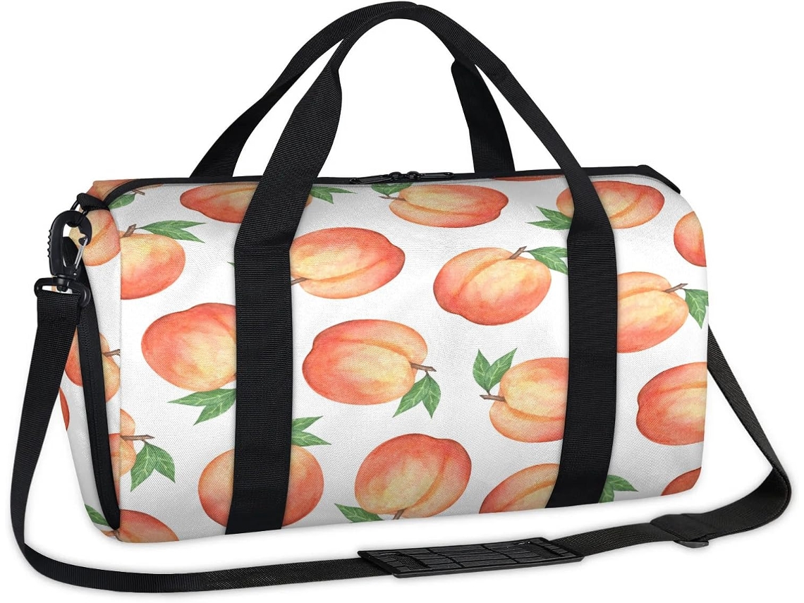 Bolsa Esportiva Pêssego Estampa Rosa Pêssego Bolsa Casual para o Fim de Semana Bolsa de Viagem para Acad