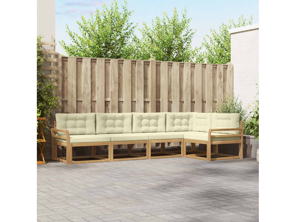 Vidaxl Conjunto De Sofás Para Exterior 4 Unid. Branco E Creme