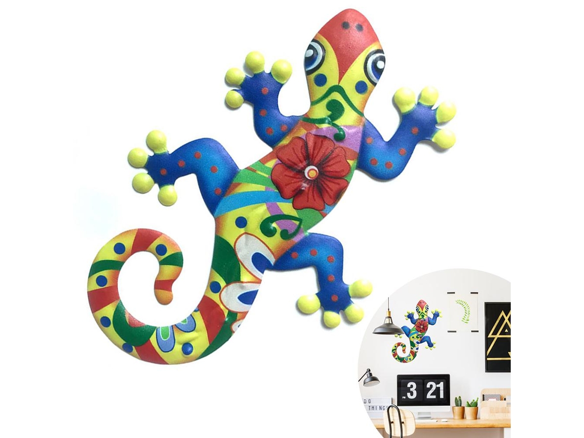 Decoração De Parede De Lagarto De Metal Para Casa E Exterior Pendurada