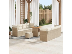 Vidaxl Conjunto De Sofá De Jardim Com Almofada 11 Pcs Bege E Creme