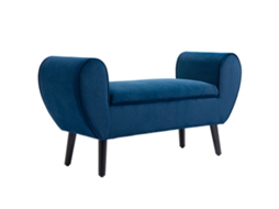 Banco container, acolchoado, tecido veludo, braços, 118x42x66cm, azul | S/MARCA