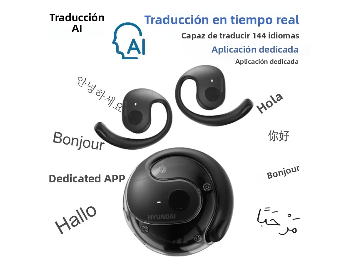 (ai Black) Fones De Ouvido Sem Fio, Equipados Com Tradutor De Ia Para 144 Idiomas, À Prova D'água E Com Bluetooth 5.3 Estéreo.