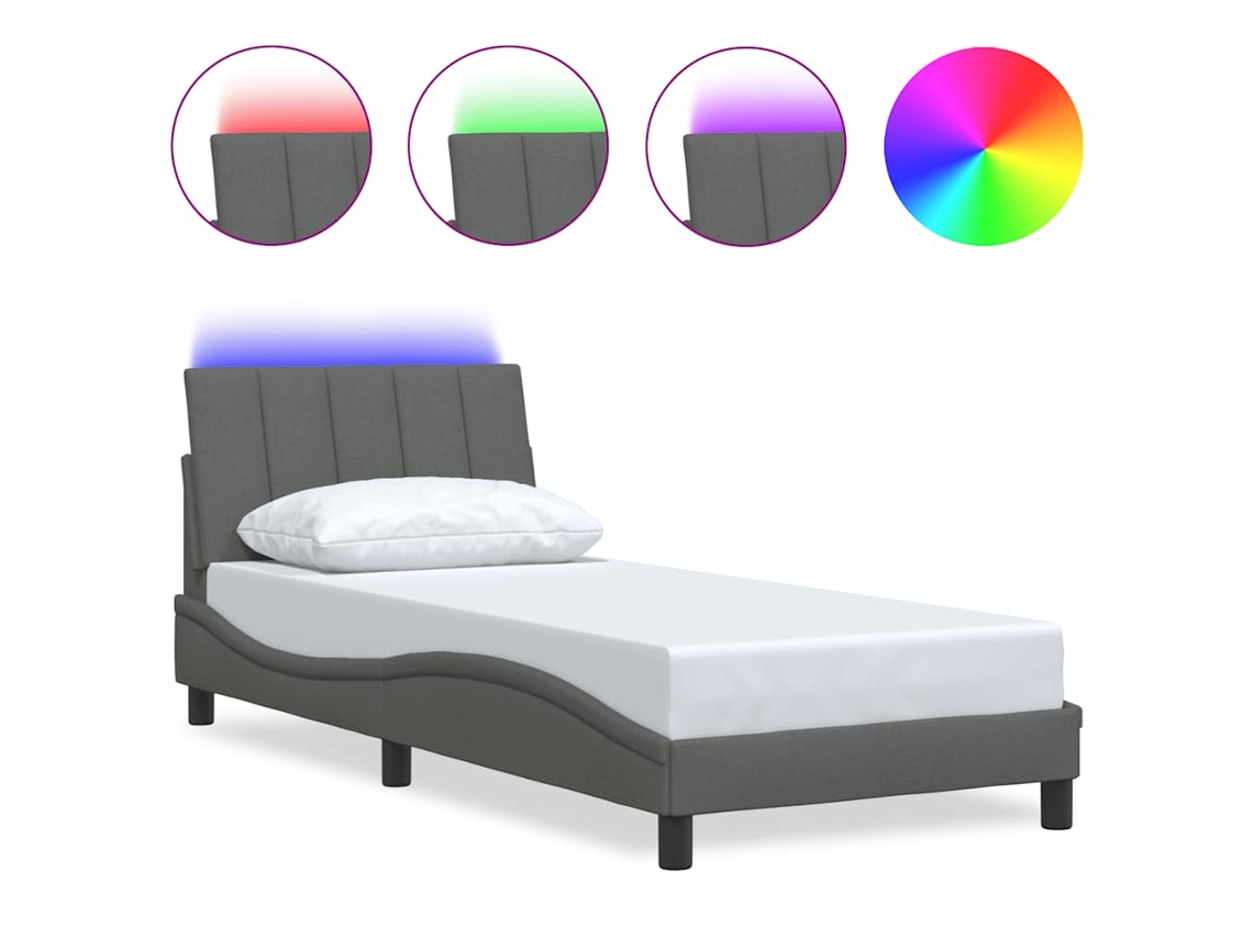 Bed Frame, Bed Frames Vidaxl Cinzeto Tecido (90 X 190 Cm)