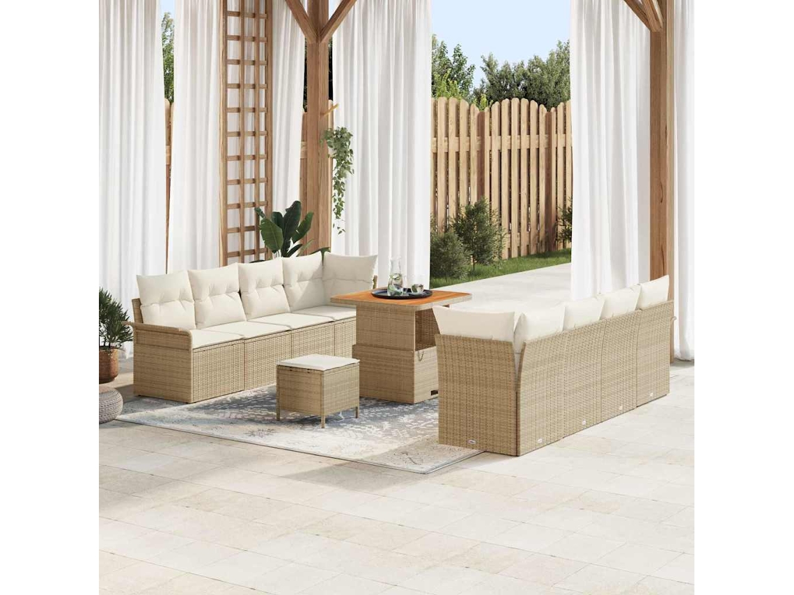 Vidaxl Conjunto De Sofá De Jardim Bege E Creme