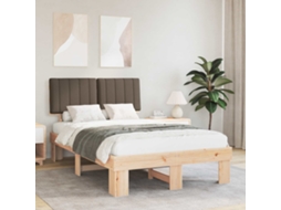Vidaxl Estrutura de Cama com Cabeceira Estofada Cinzento acastanhado