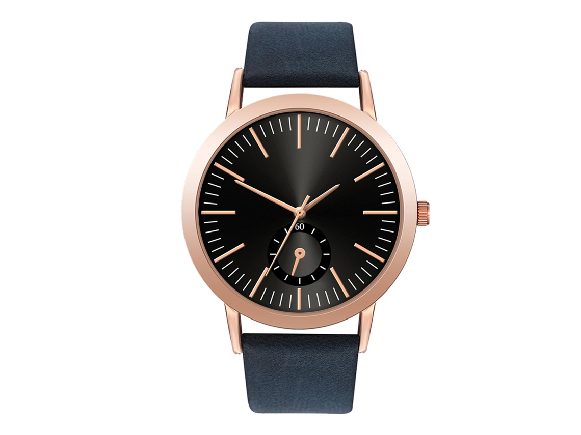 Relógio Casual Unisex de Quartzo com Pulseira Pu Fashion Presente (preto+azul)