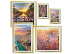 Pinturas De Quarto Flores Abstratas Em Tons Pastel Moldura Prateada Pinturas De Quarto Espelharte (conjunto De 5 Imagens)