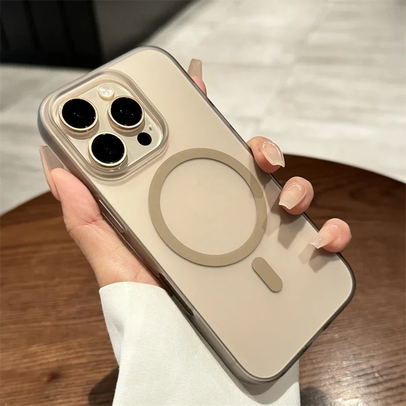 Capa Transparente Para Celular Com Carregamento Sem Fio (desert Gold 17air), Material De Policarbonato Resistente A Impactos.