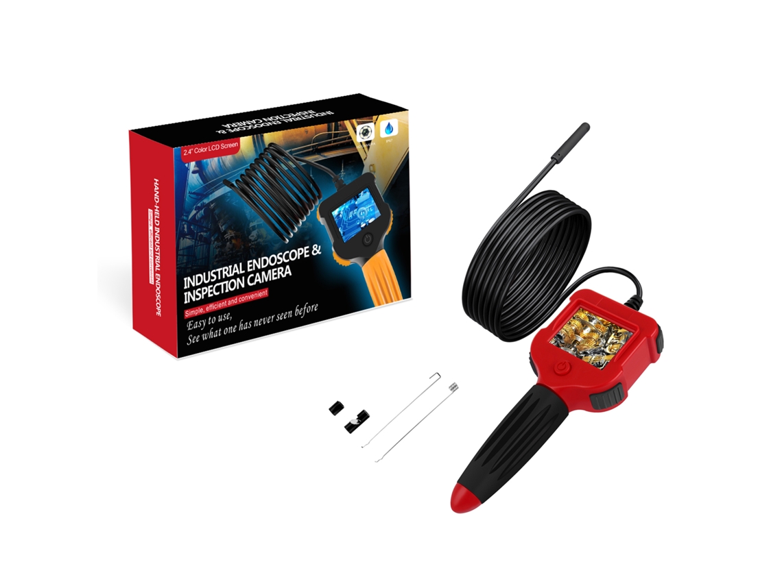 Primerox borescópio Industrial Endoscópio Câmera 5.5mm Tela 2.4 Polegadas Água Resistente Mão
