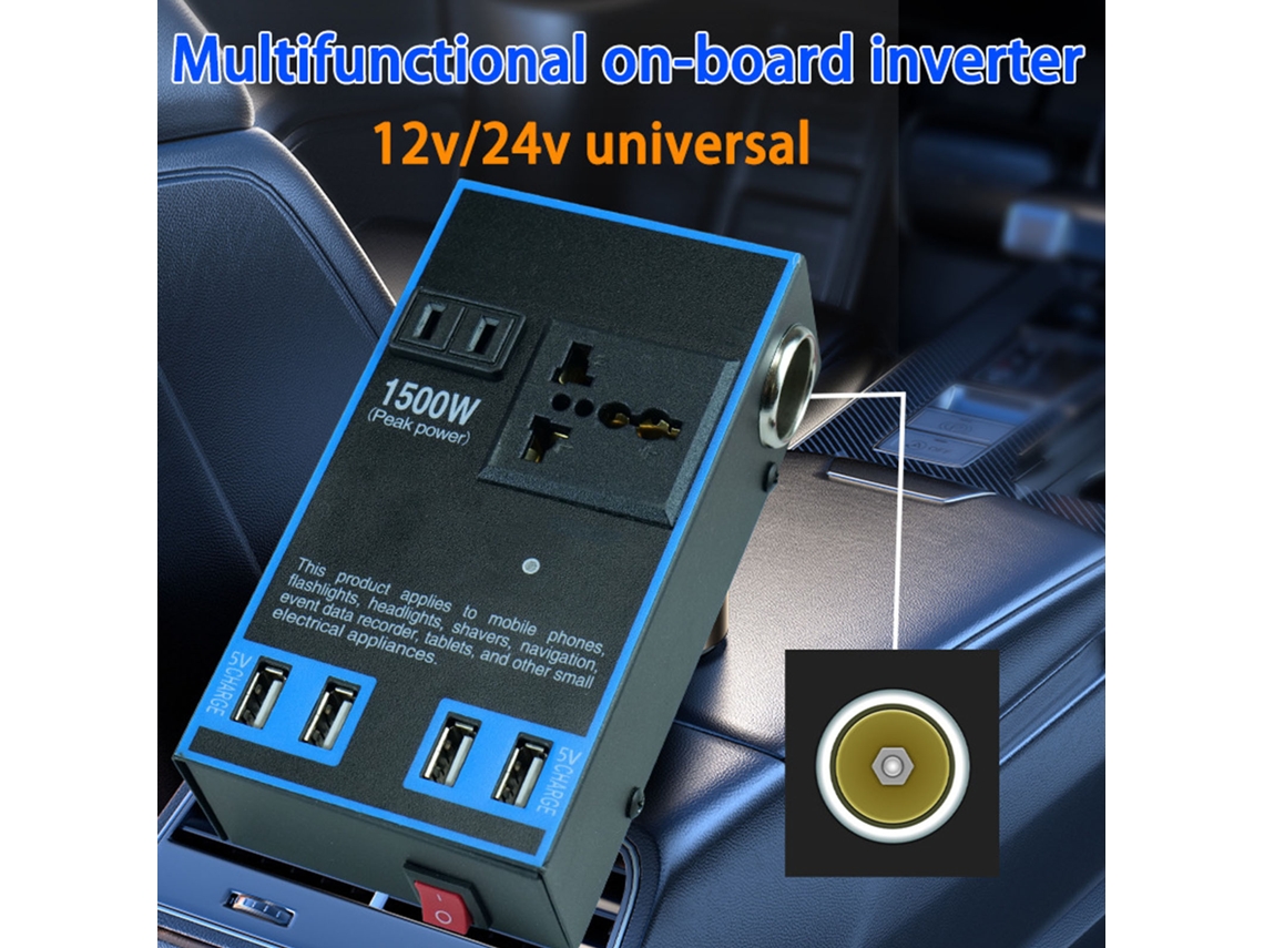 Inversor De Energia Para Carro 12v 24v Para 110v 220v 1500w Conversor De Energia Multifuncional Para Tomada De Caminhão E Casa Slowmoose