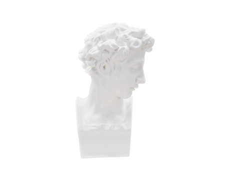 Estatueta Escultura Decorativa Em Resina Branca Rosto Masculino Enea Mauro Ferretti