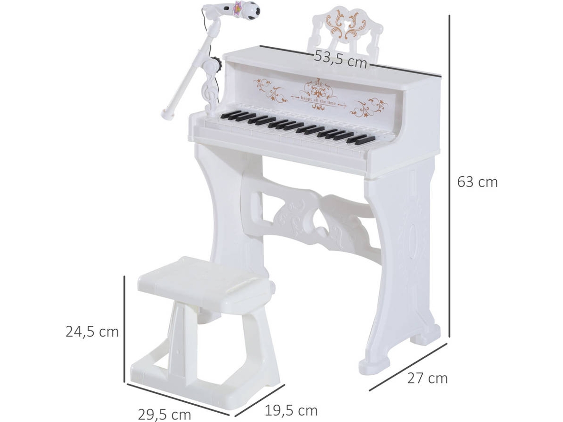 Piano infantil 53,5x27x63cm cor azul 390-007BU - Homcom