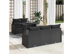 Vidaxl Conjunto De Sofá De Jardim 6 Unid. Preto