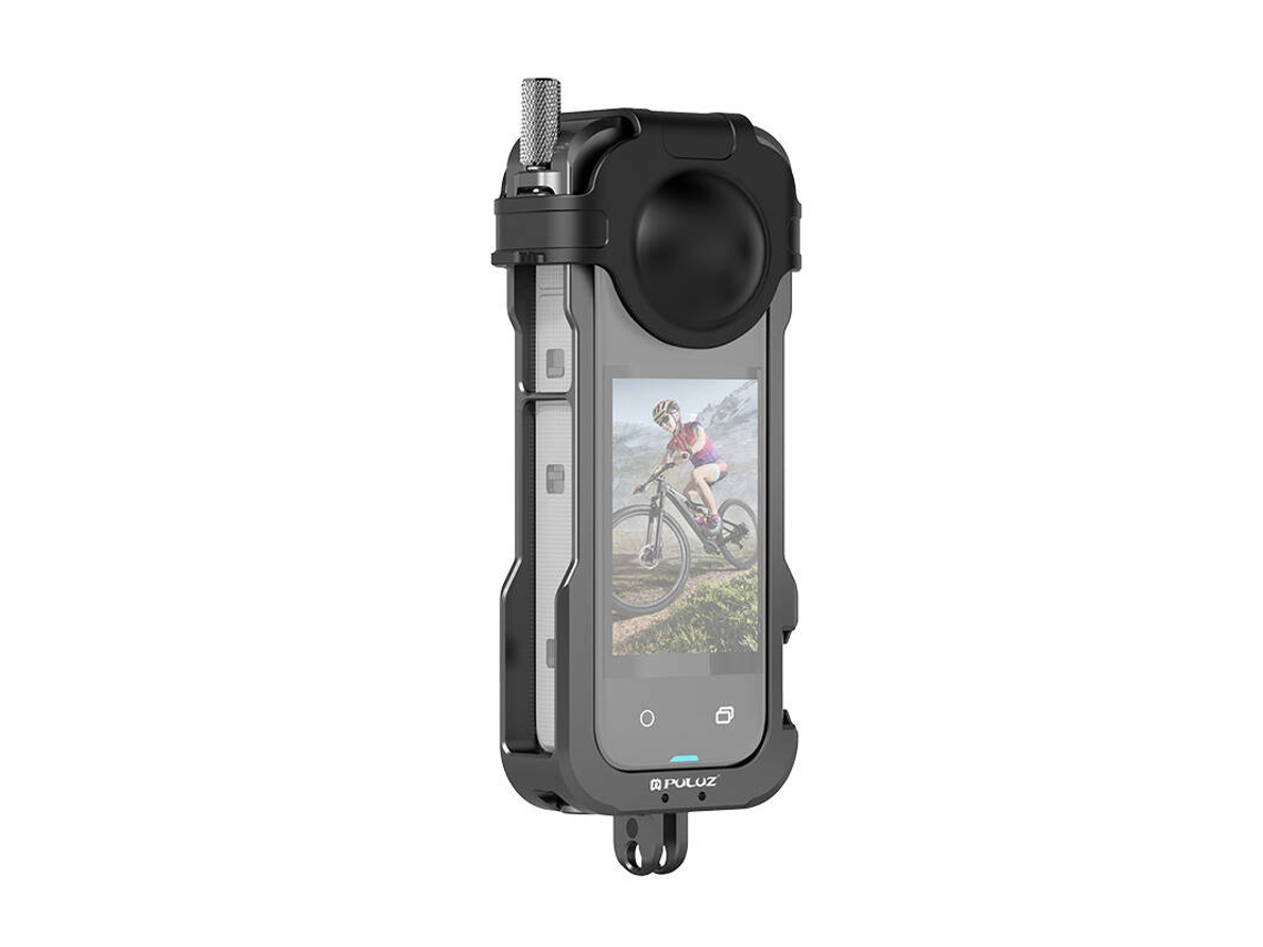 Capa protetora Puluz com tampa de lente de metal para Insta 360 X4, durável