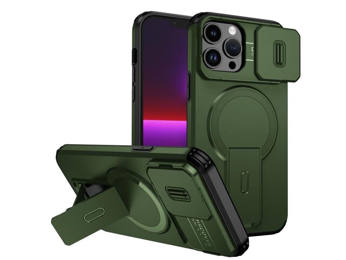 Capa Com Suporte Magsafe Para Iphone 13 Pro Max - Abertura Deslizante Com Proteção De Câmara