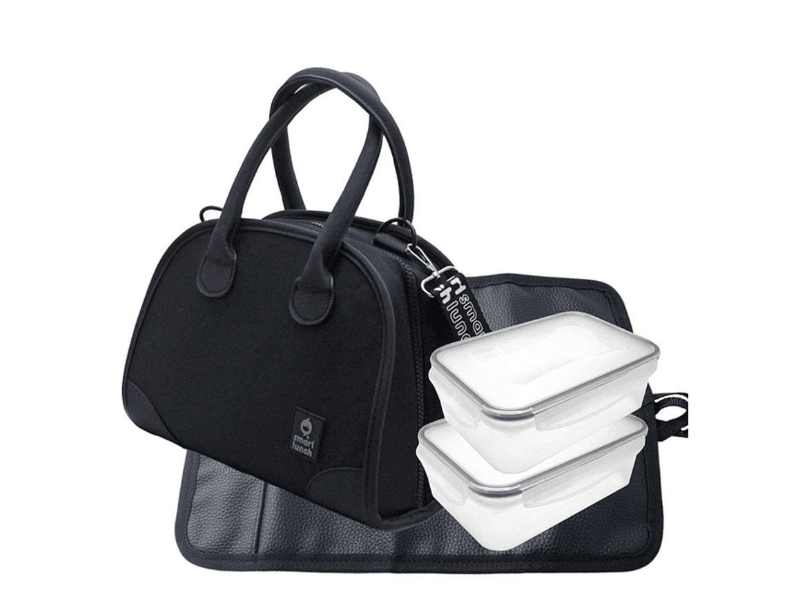Set Lancheira SMARTLUNCH Eve Preto 2 Marmitas e Individual