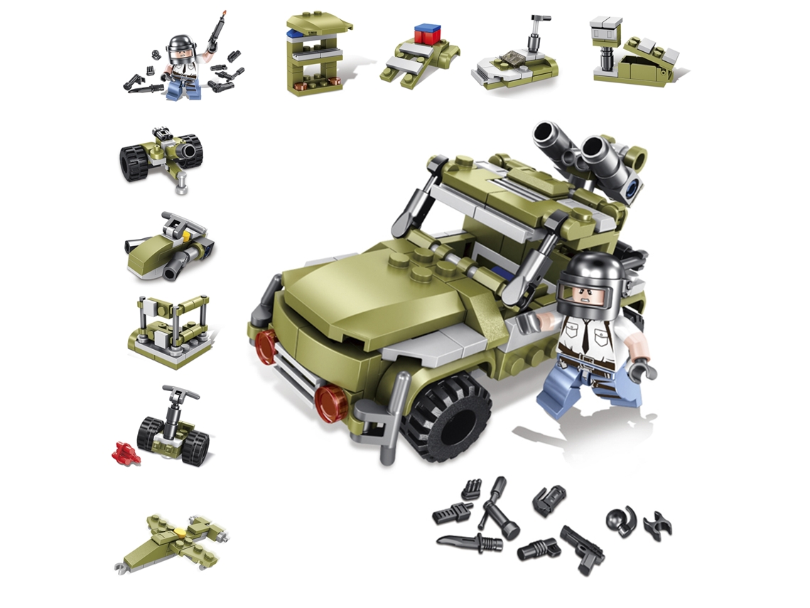 Este Kit De Modelo Militar Todo-terreno 10 Em 1 Contém 215 Peças. Pode Ser Montado Em 10 Modelos Individuais. Dimensões: 18 X 7 X 14 Cm.