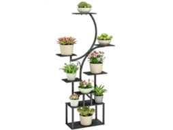 Prateleira CHEZMOI metálica, 8 níveis, suporte em S, 158,5 cm, preta